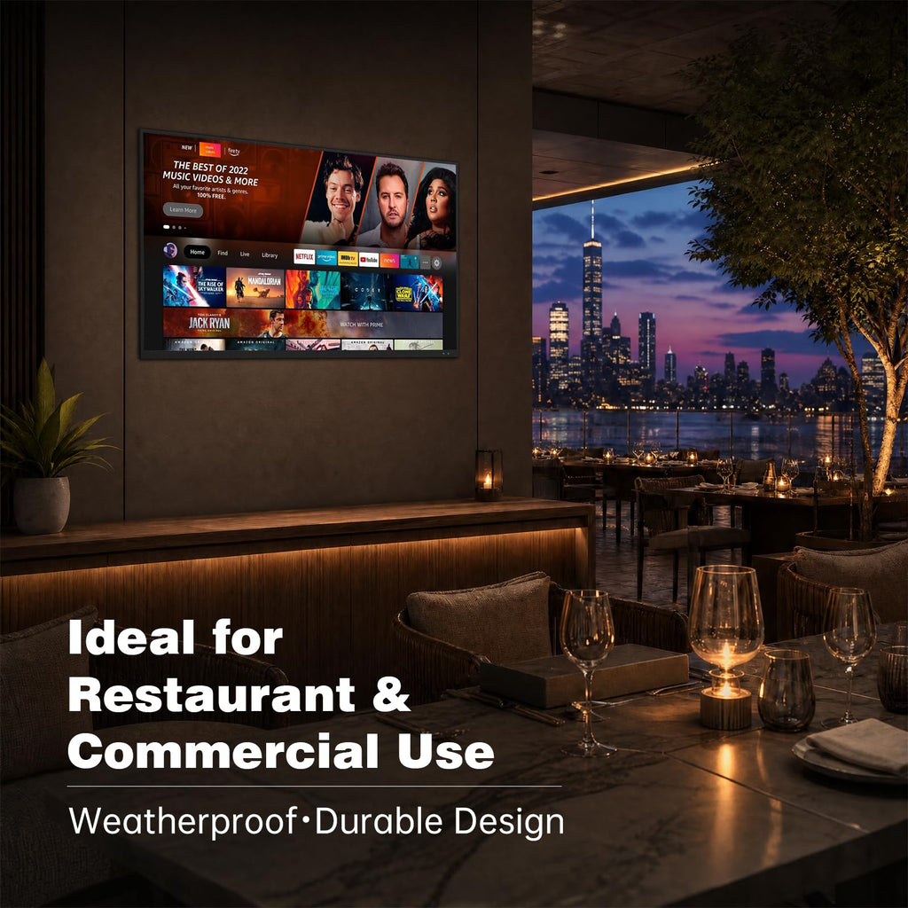55 Inch Outdoor TV, 2000 Nits 4K UHD IP55 Weatherproof Smart Full Sun TV with webOS 25, Anti-Glare Screen, Surround Audio for Patio, Deck, Backyard and Poolside