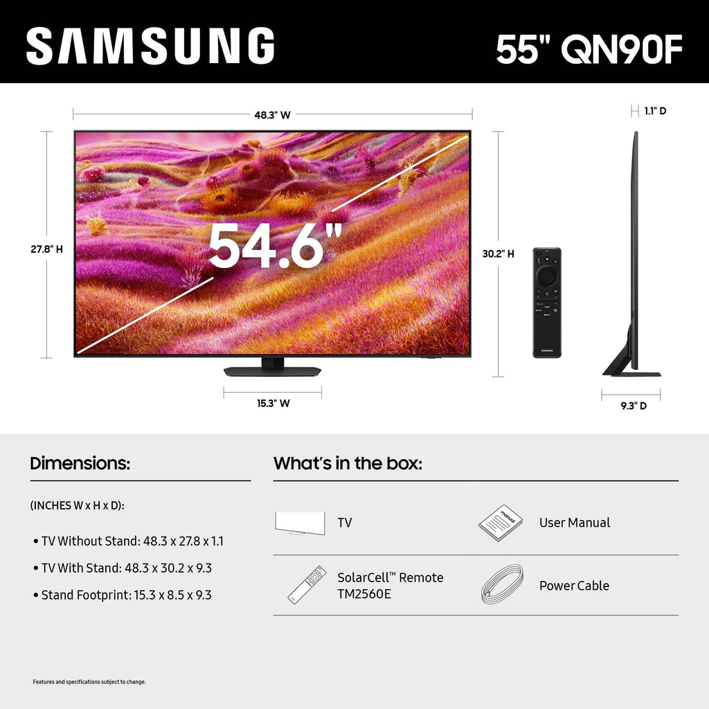 Samsung 98-Inch Class Neo QLED 4K QN90F Series, Vision AI, Mini LED Smart TV (2025 Model, 98QN90F) Neo Quantum HDR+, Object Tracking Sound+ w/Dolby Atmos, Glare Free, Gaming Hub, Alexa Built-in