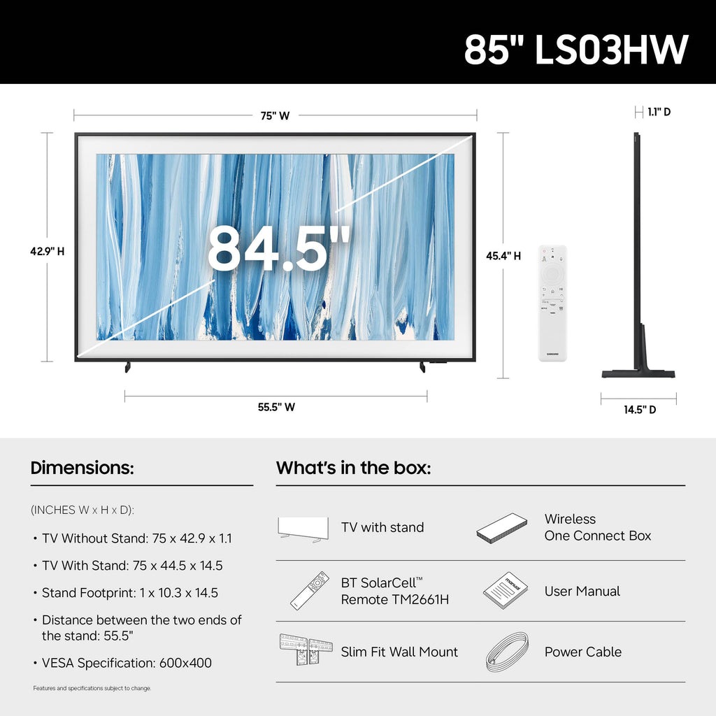 Samsung 55-Inch Class The Frame LS03HE Series Samsung Vision AI Smart TV (2026 Model, 55LS03HE) Glare Free with QLED, Art Mode Store, Slim Fit Wall Mount Included, Alexa Built-in