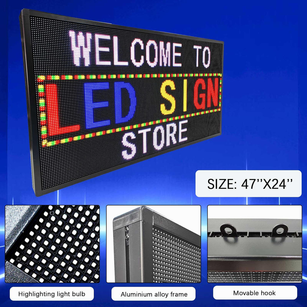 Led Sign Outdoor Programmable Scrolling Digital Open Neon P10 39''x14''
