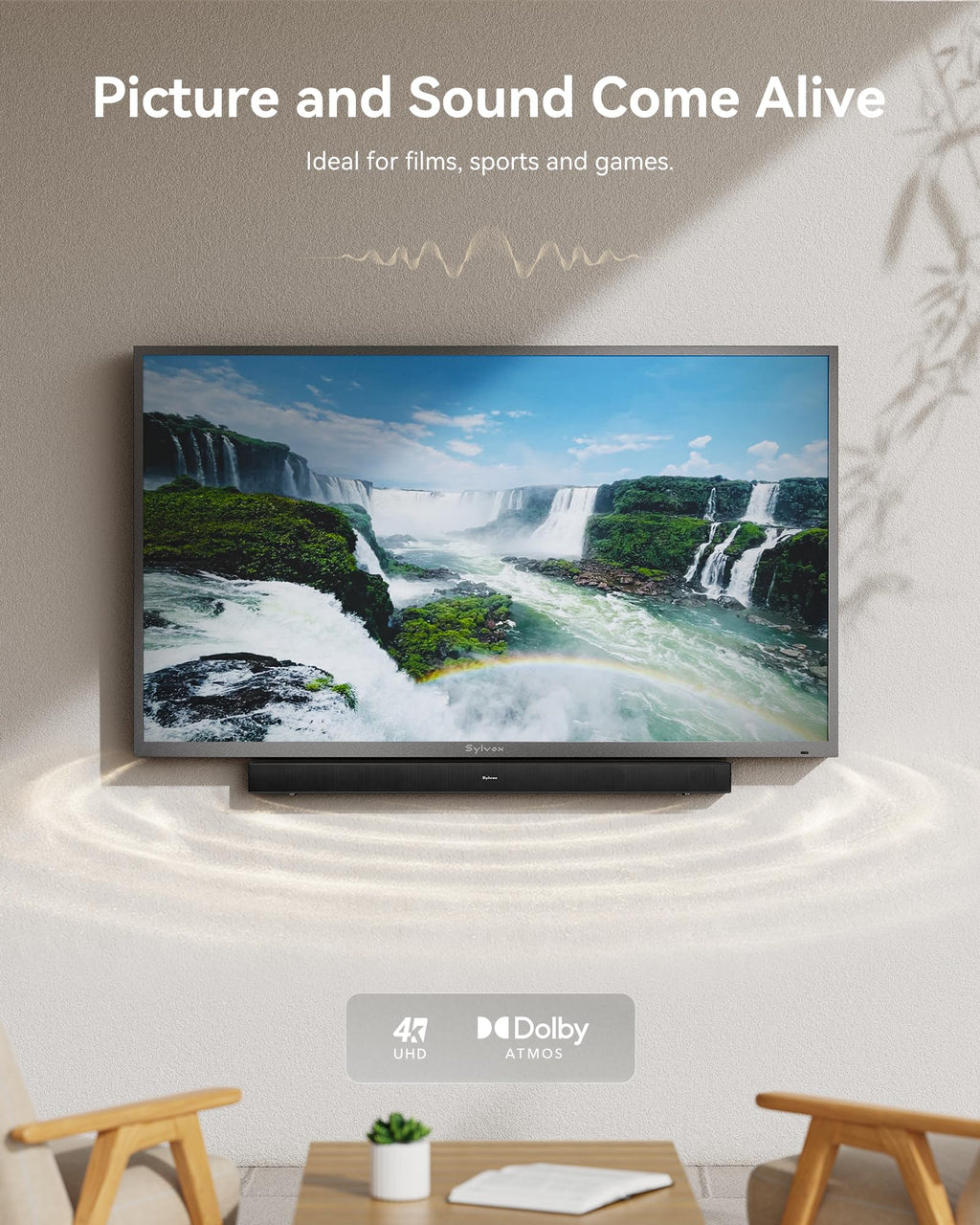 SYLVOX Outdoor TV, 55 inch Smart Waterproof Outdoor TV, 4K UHD Weatherproof