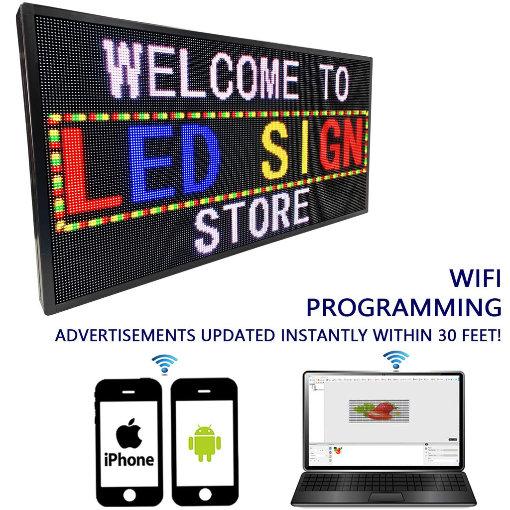 HS P6 40''x17'' Led sign Outdoor Digital Open Neon Programmable Scrolling