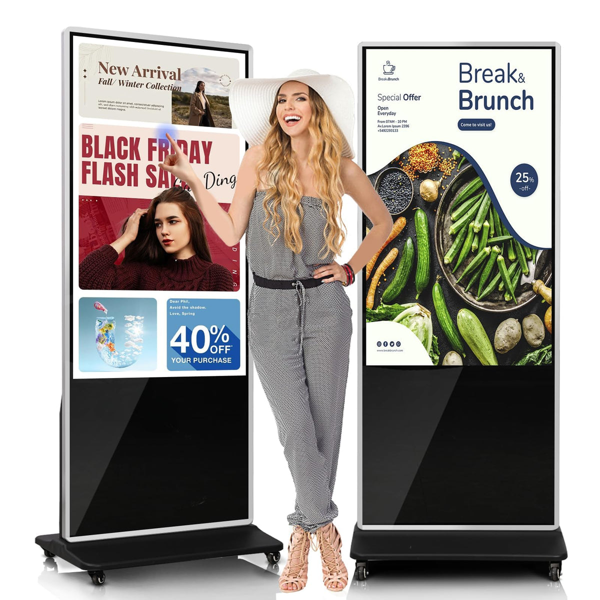 43" Touch Digital Signage Display Kiosk Floor Stand Advertising