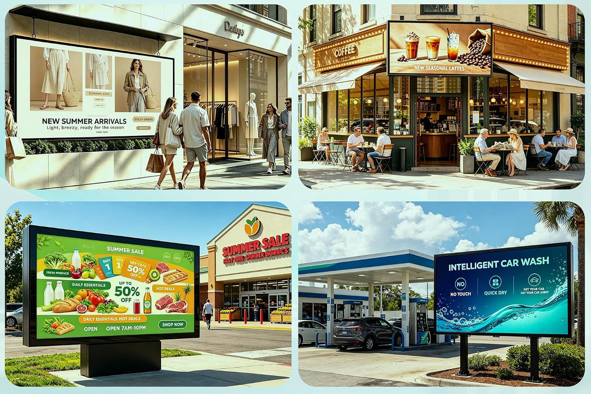 HCTCPALS P5 Outdoor LED Sign 65''x34'' Full-Color Programmable Digital Message Board High-Brightness IP65 Waterproof LED Display with WiFi & USB Control,Scrolling Message Board for Business Advertising-Text/Image/Video