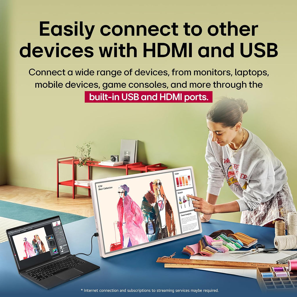 LG 27-Inch StanbyME 2 with Folio Cover, Portable Touch Screen TV, Dolby Vision, HDR10, Filmmaker Mode, Built-in Battery, Full Swivel Rotation (27LX6TYGA, 2025)