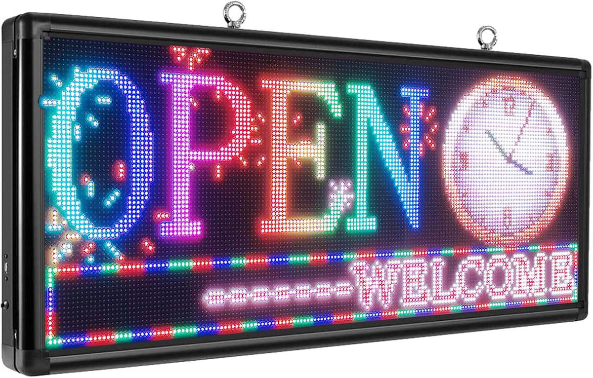 P6 Programmable LED Sign 40"x18" Outdoor Digital Display Board with Custom Scrolling Text,Electronic Message Board for Business Advertising, Waterproof Marquee Ticker