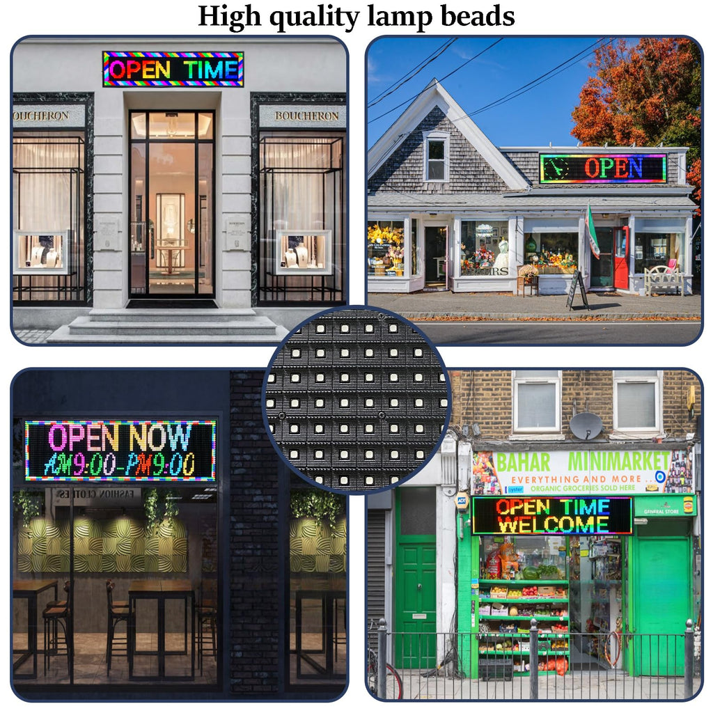 P10 39"x14" Double-Sides LED Advertising Sign Outdoor Digital Billboard with High Brightness, WiFi Programmable for Stores, HD Image/Text Display, Weatherproof & Energy Efficient