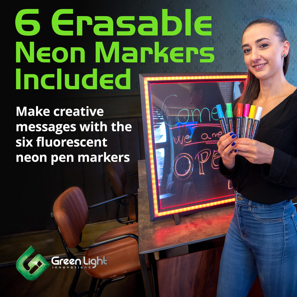 LED Open Sign for Business with Programmable Business Hours â Green Light Innovations Bluetooth App, 4,000+ Color Combos, Flash/Scroll/Neon Modes, 100,000-Hr LEDs, 3-Year Warranty, 15Ã16.5 in