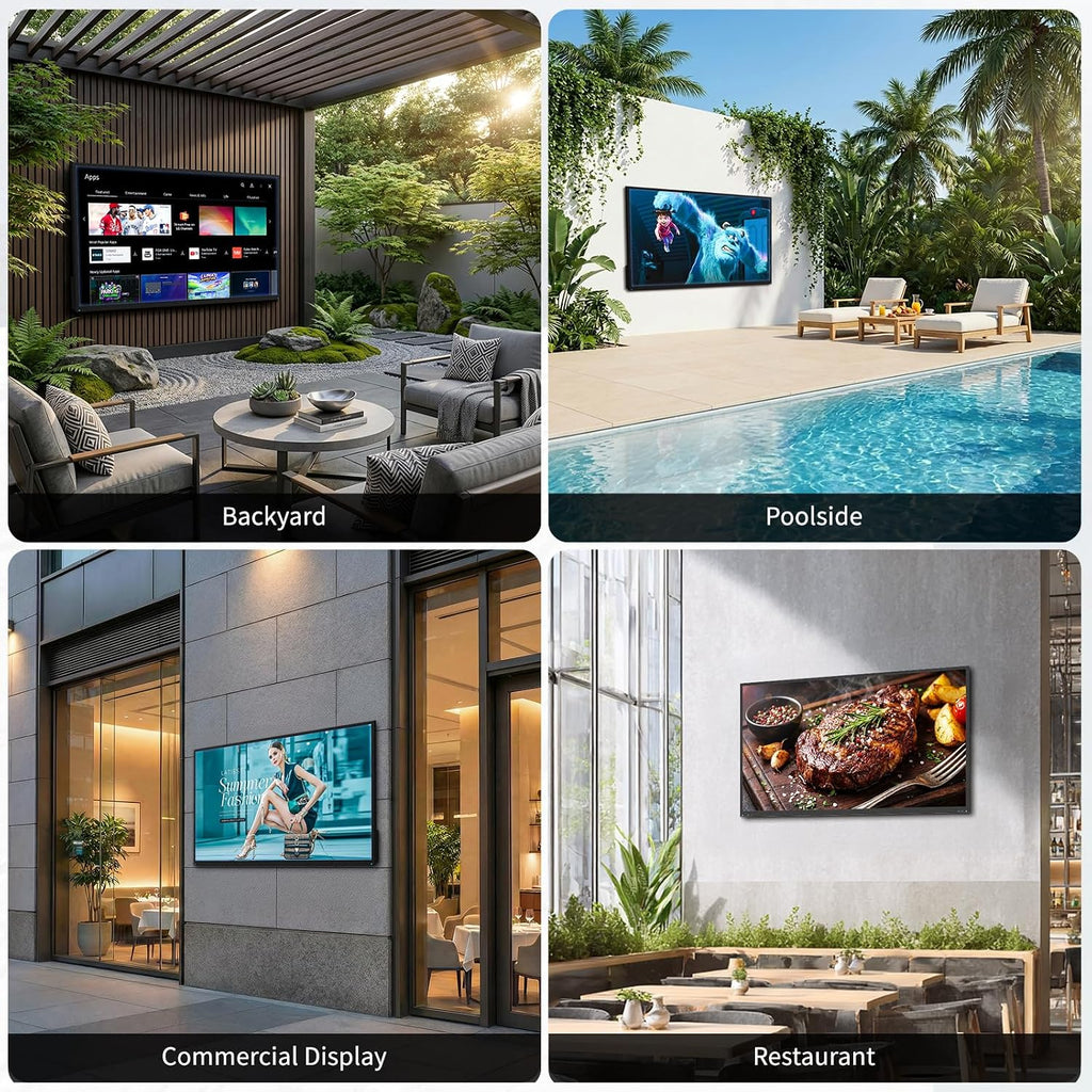 55 Inch Outdoor TV, 2000 Nits Ultra Bright 4K UHD Weatherproof Television, IP55 Waterproof Smart Outside TV with WebOS for Sunlight, Backyard, Poolside, Deck & Patio