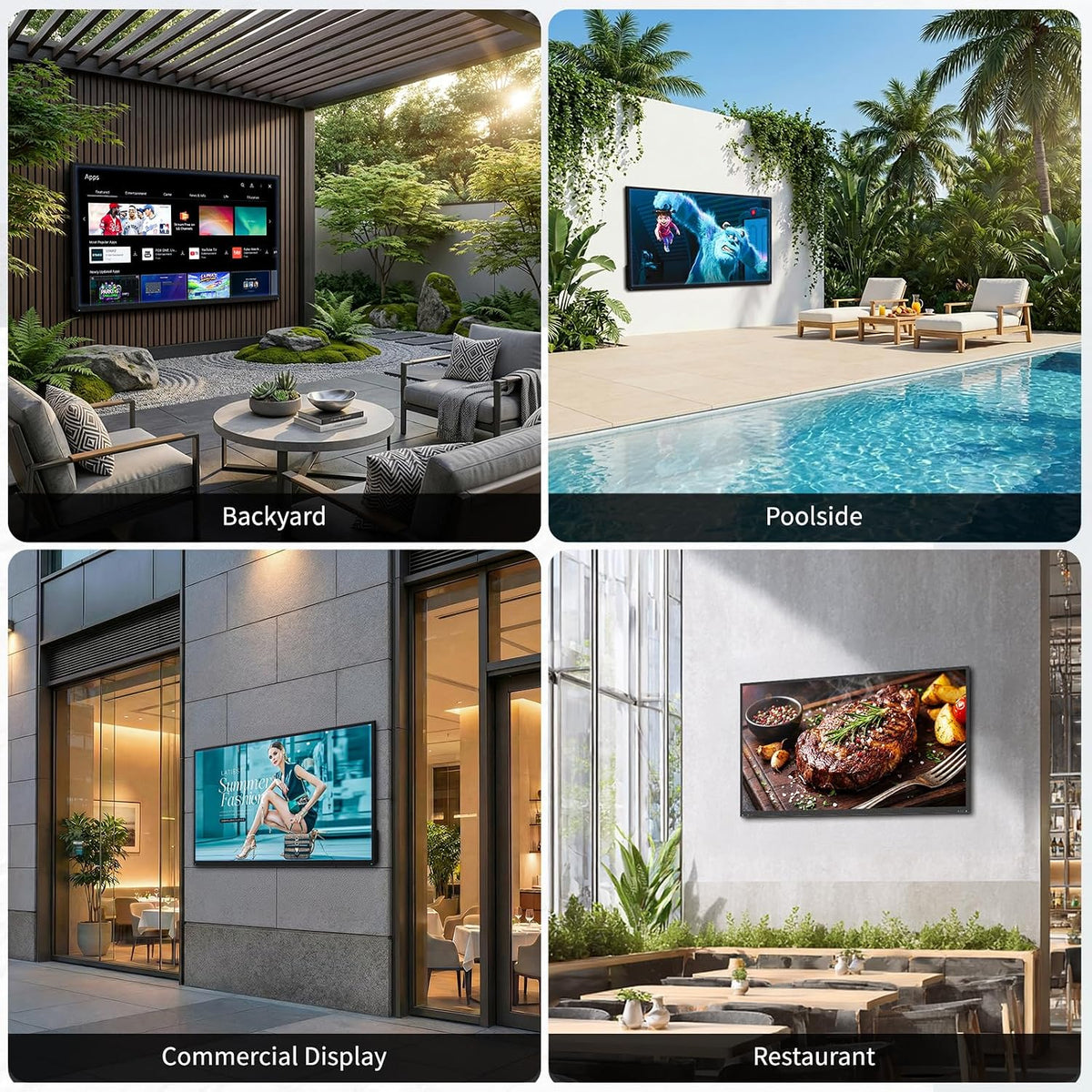 55 Inch Outdoor TV, 2000 Nits Ultra Bright 4K UHD Weatherproof Television, IP55 Waterproof Smart Outside TV with WebOS for Sunlight, Backyard, Poolside, Deck & Patio