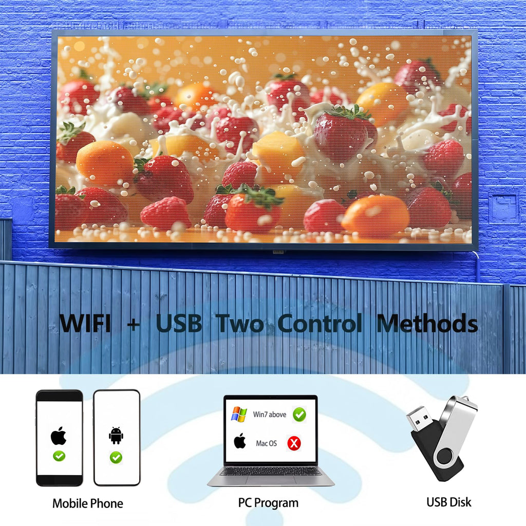 P10 Programmable LED Sign, 40"x14" Scrolling LED Sign for Business, Waterproof LED Display with WIFI & USB Control, 96x32 Pixels SMD Technology Digital Advertising Sign for Shop, Hotel, Store, Restaurant