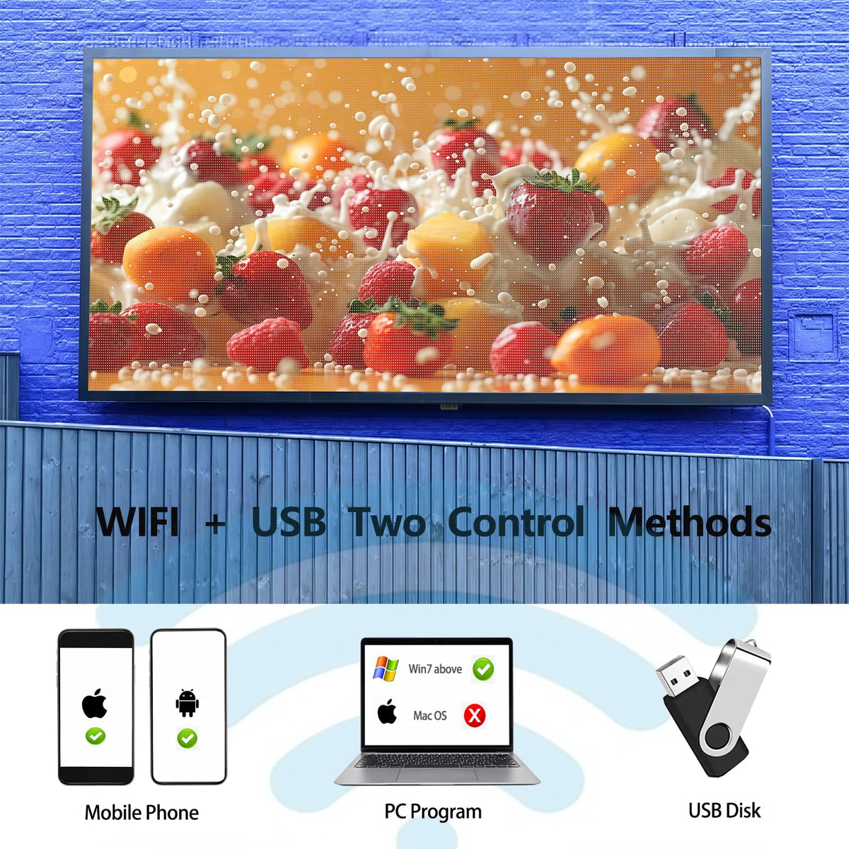 P10 Programmable LED Sign, 40"x14" Scrolling LED Sign for Business, Waterproof LED Display with WIFI & USB Control, 96x32 Pixels SMD Technology Digital Advertising Sign for Shop, Hotel, Store, Restaurant