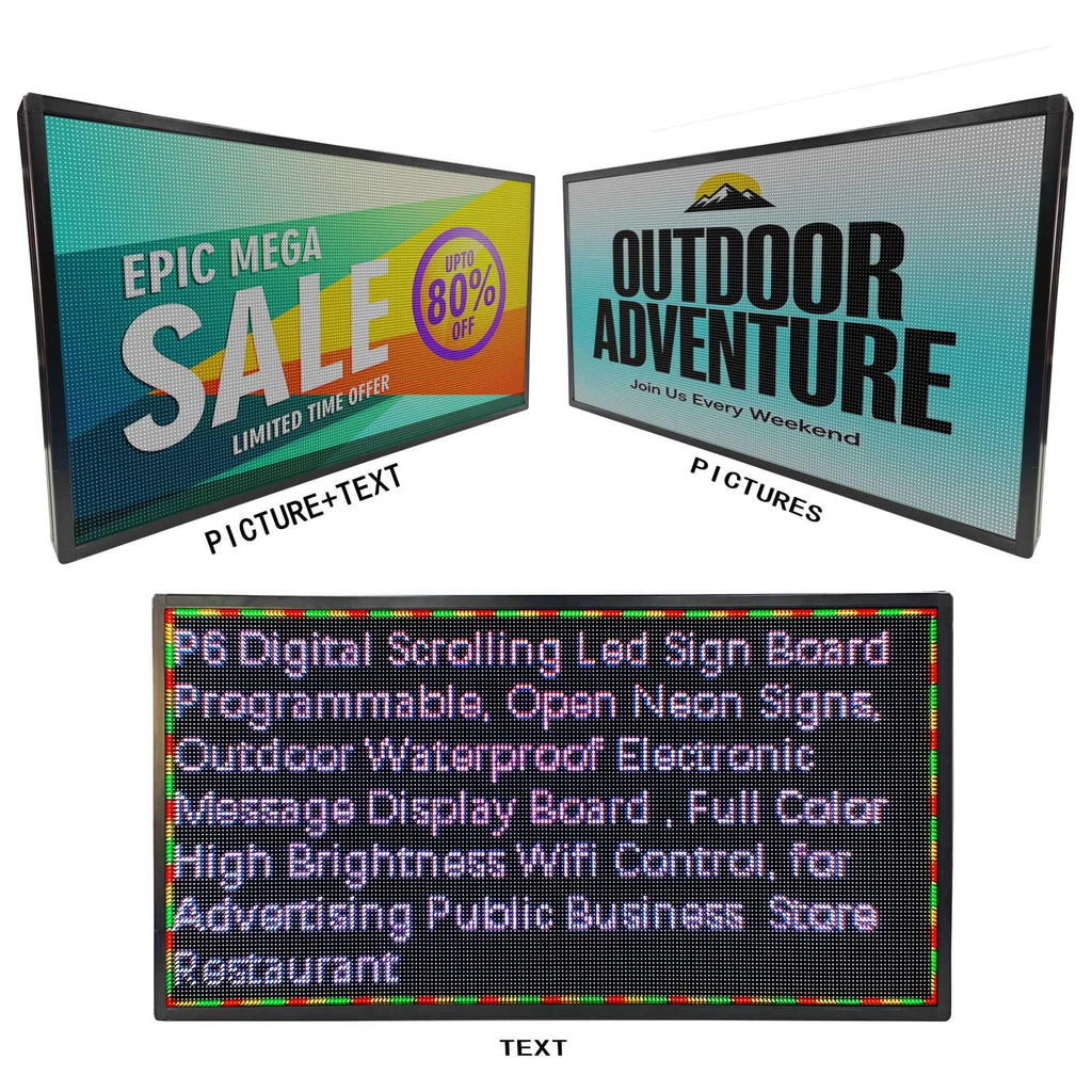 HS P6 40''x17'' Led sign Outdoor Digital Open Neon Programmable Scrolling