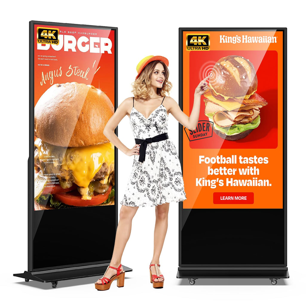 JIYANG 49 Inch Touchscreen Digital Signage Display Kiosk, Indoor Floor Standing LCD Advertising Display with Android Media Player, HDMI/USB/WiFi Input Auto Split Screenï¼Blackï¼