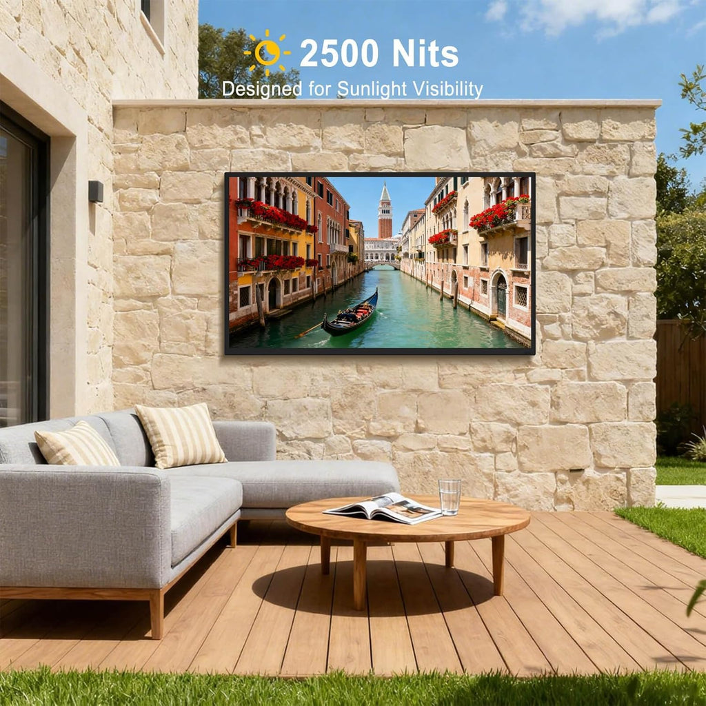 360SPB 55" Outdoor TV, 4K Ultra HD Google TV, 1000nits Sunlight Outdoor TVs, IP65 Weatherproof TV, Voice Control, Screen Mirroring, Compatible with Dolby, Family Patios & Terraces, Local News, Sports
