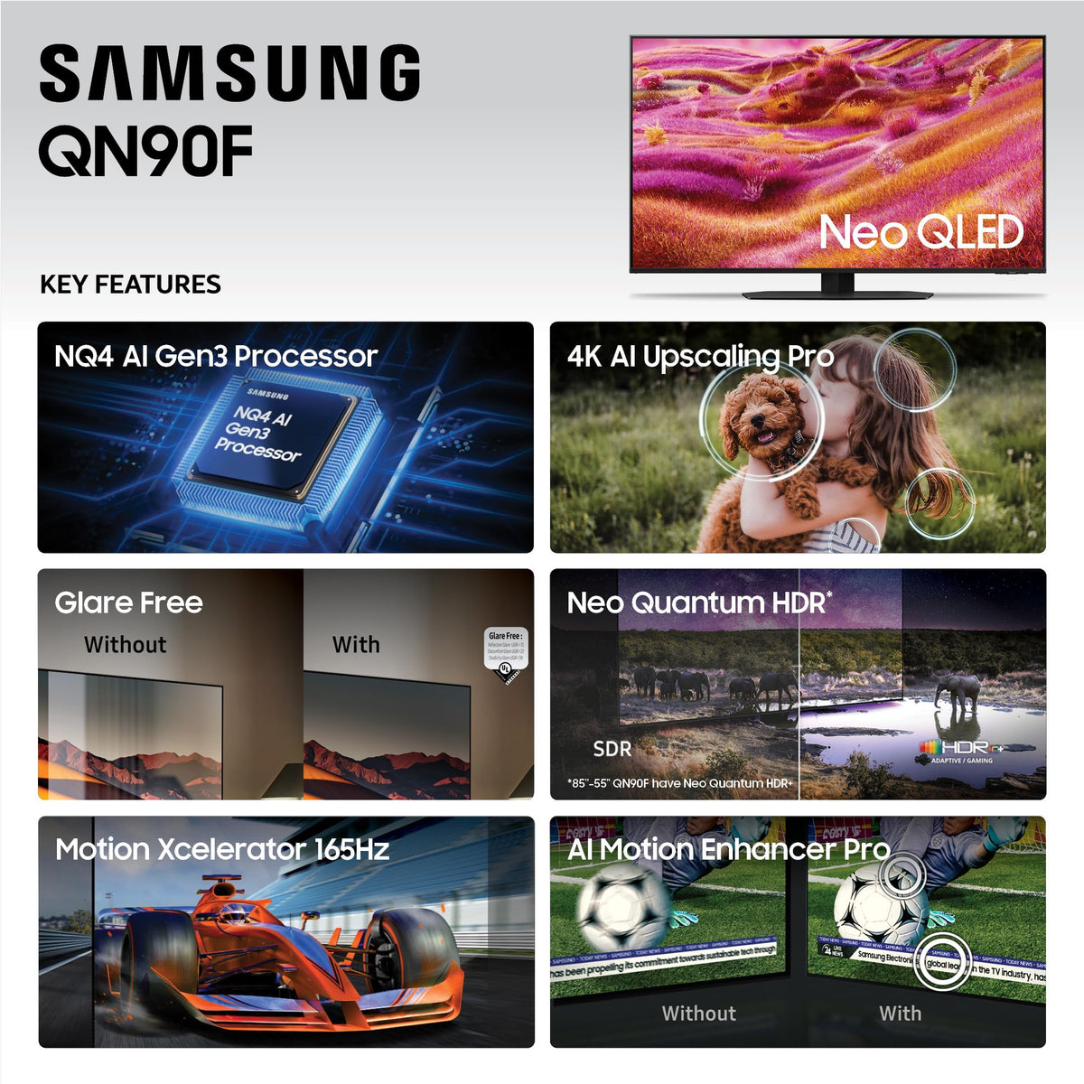 Samsung 98-Inch Class Neo QLED 4K QN90F Series, Vision AI, Mini LED Smart TV (2025 Model, 98QN90F) Neo Quantum HDR+, Object Tracking Sound+ w/Dolby Atmos, Glare Free, Gaming Hub, Alexa Built-in