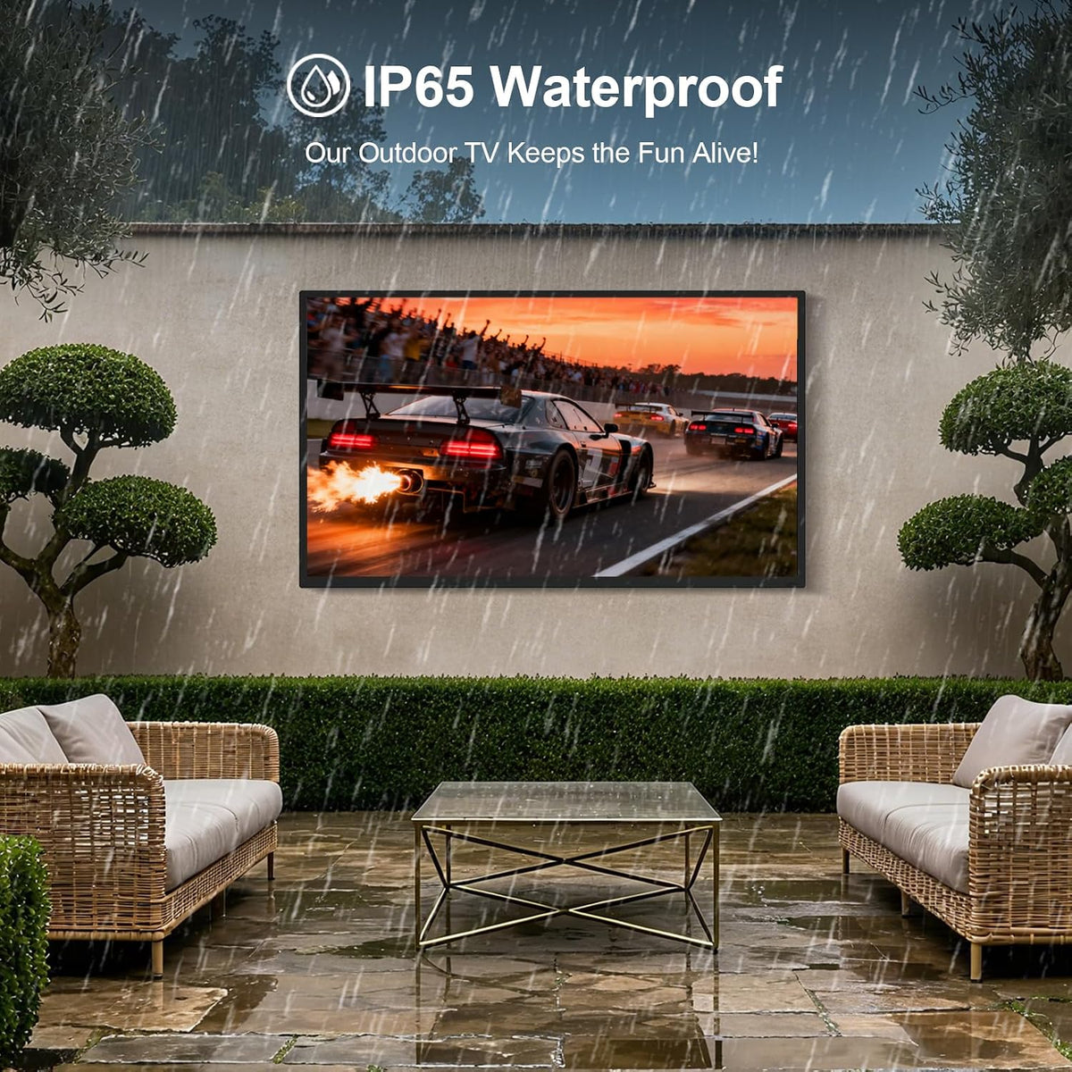 360SPB 55 Inch Outdoor TV, 1000 Nits 4K Smart TV, IP65 Waterproof