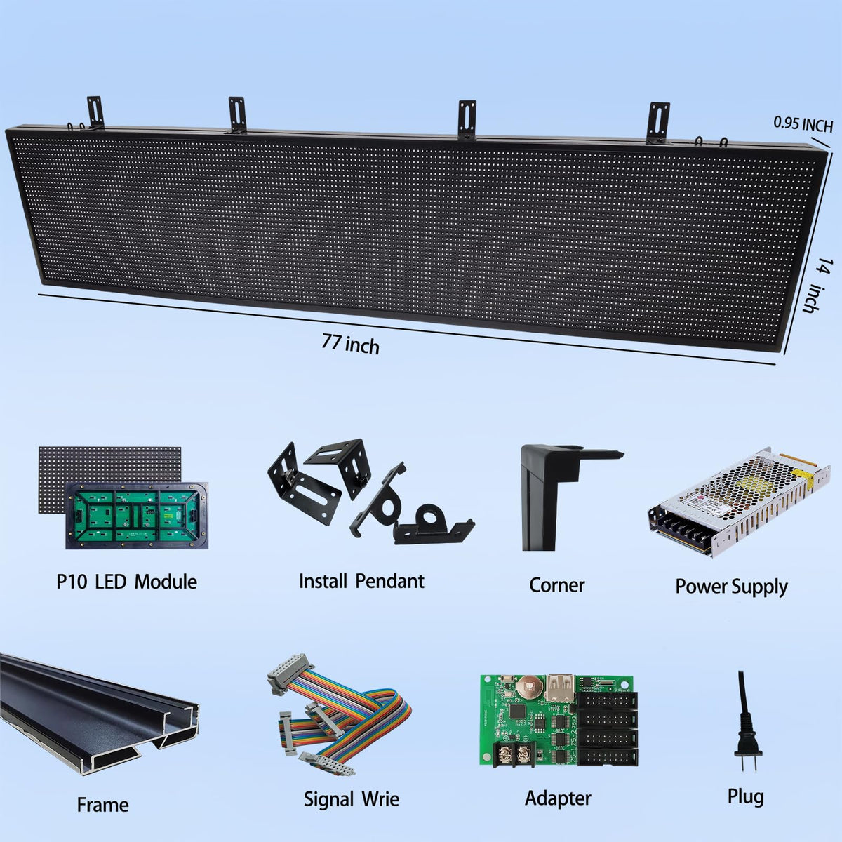 P10 Programmable LED Sign, 40"x14" Scrolling LED Sign for Business, Waterproof LED Display with WIFI & USB Control, 96x32 Pixels SMD Technology Digital Advertising Sign for Shop, Hotel, Store, Restaurant
