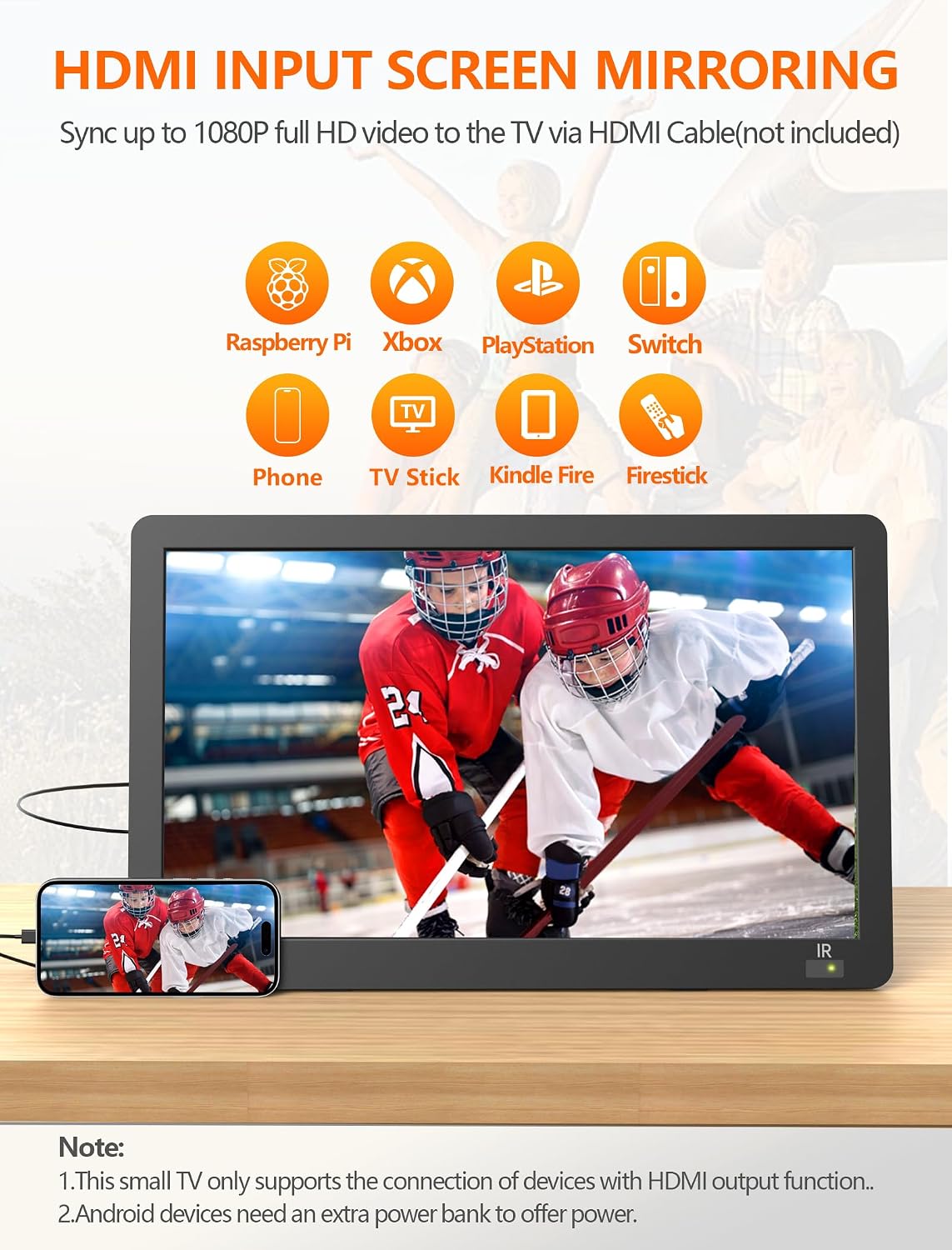 NORTHING 14.2" Portable TV with Antenna,1080P Rechargeable TV