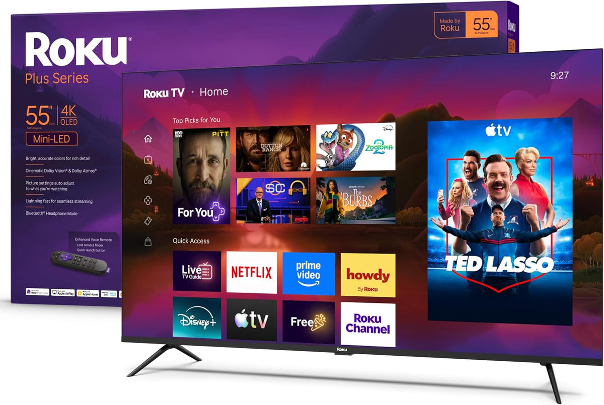 Roku 55-Inch Plus Series Smart TV - 4K QLED Mini-LED TV - RokuTV