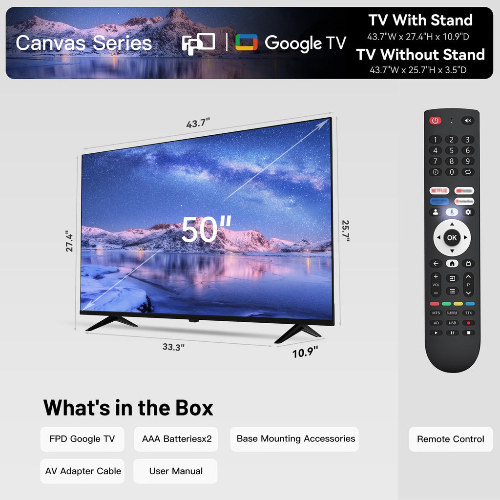 FPD 40-inch Smart TV, 1080p Full HD Google TV, HDR10, Dolby Audio (CG40-P3)