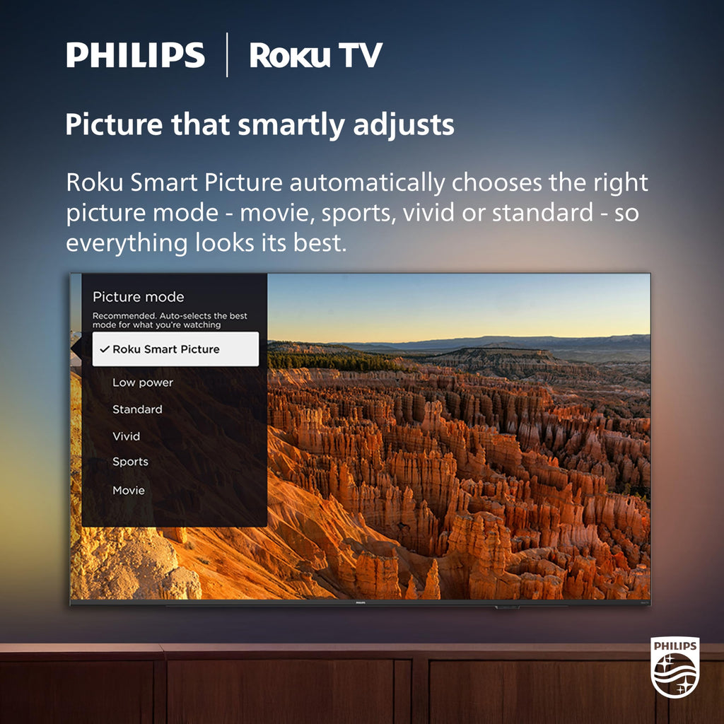 PHILIPS 50 Inch 4K QLED Roku TV, 7985 Series with Ambilight, UHD 2160p, HDR
