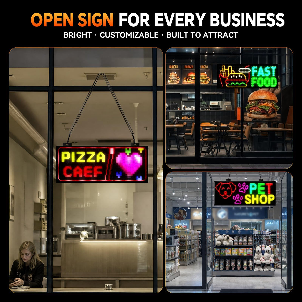 Rayhome 58''x8'' Large Multiple Programmable LED Sign, Full Color Bright Scrolling LED Signs, Bluetooth APP Control Custom Text Pattern Animation digital Display for Store Hotel Bar