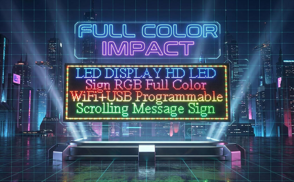 LED Advertising Sign,P5 39x14 Inches Full Color Programmable Digital Board, High Brightness Scrolling Message Display with WiFi & USB Control for Business Promotion