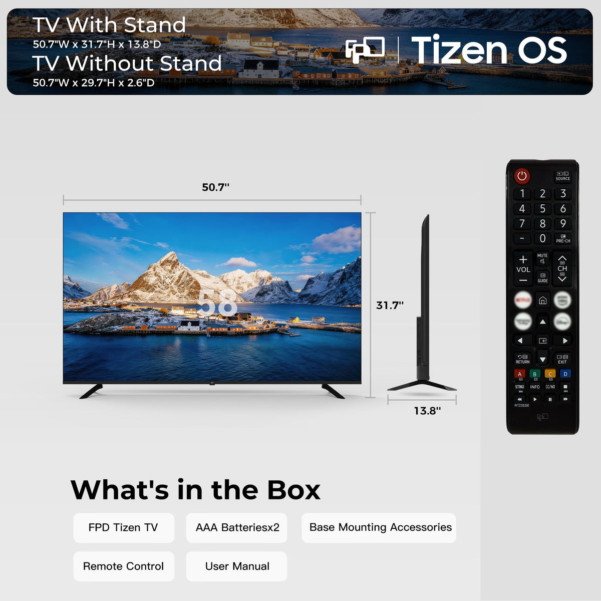 FPD 40-inch Smart TV, 1080p Full HD Google TV, HDR10, Dolby Audio (CG40-P3)