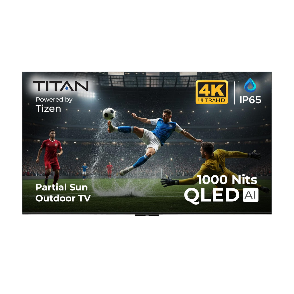 Titan G100 Mini 85 Inch Covered Patio Outdoor TV â 4K UHD QLED IP65 - Google OS, Dolby Vision & Atmos, Onkyo Speakers - Thin Bezel - Weather Resistant - 2-Year Warranty & USA Assembled