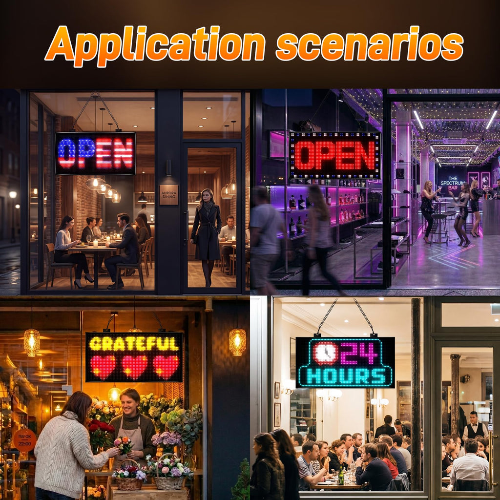 KJOY Bright Large Programmable LED Sign, 77''x8'' Flexible Scrolling LED Sign, Bluetooth App Control Custom Text Digital LED Display for Store, Schools, coffee, shop, Hotel