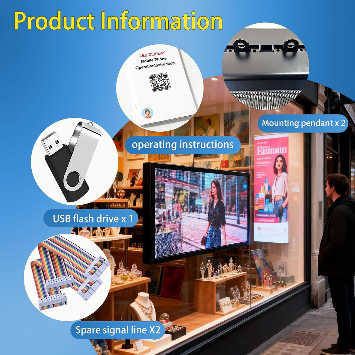 P6 Programmable LED Sign,Full Color Digital Message Board 40"X17"