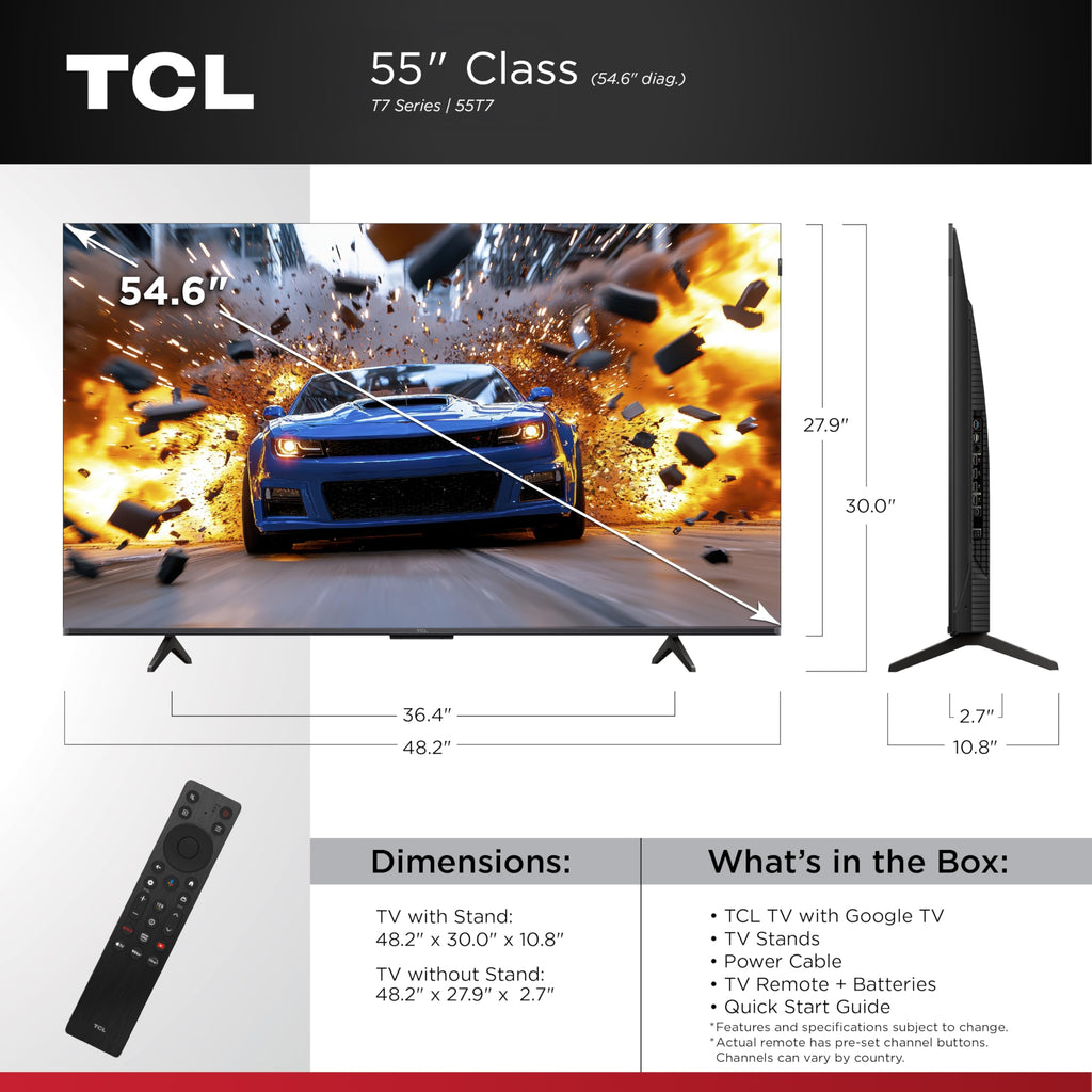TCL 65" T7 4K QLED Google TV with 144Hz Gaming (65T7)