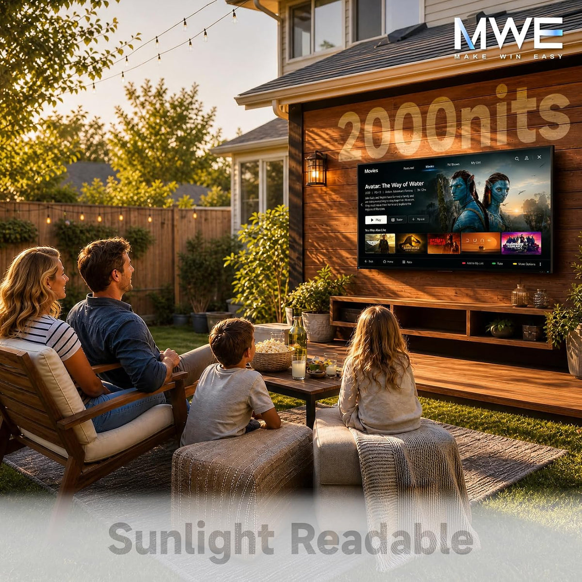 MWE 55 Inch Smart Outdoor TV, 2000 Nits, 4K UHD, IP55, webOS TV