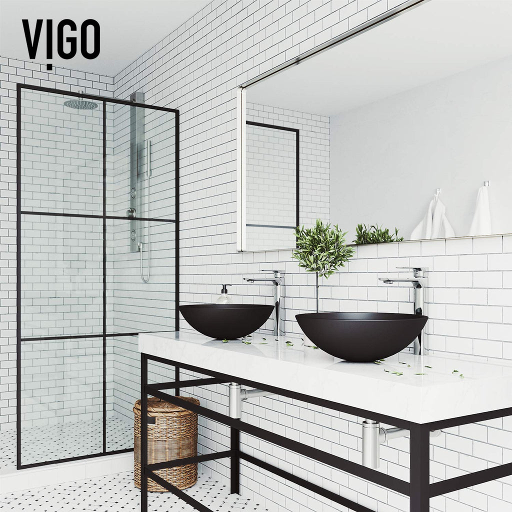 Vigo Vessel Sink Copper - 17â Artistic Round Bowl Sink for Bathrooms, Tempered Glass Above Counter Bathroom Sink with NonStickShield, QuickDrain & TempGuard, Modern Luxury Design