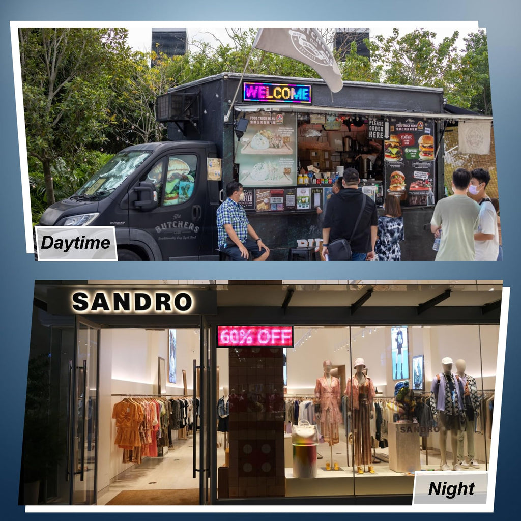 P10 39"x14" Double-Sides LED Advertising Sign Outdoor Digital Billboard with High Brightness, WiFi Programmable for Stores, HD Image/Text Display, Weatherproof & Energy Efficient