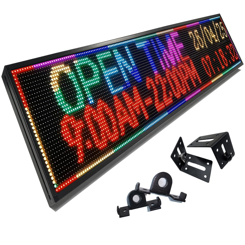 P10 Programmable LED Sign, 40"x14" Scrolling LED Sign for Business, Waterproof LED Display with WIFI & USB Control, 96x32 Pixels SMD Technology Digital Advertising Sign for Shop, Hotel, Store, Restaurant