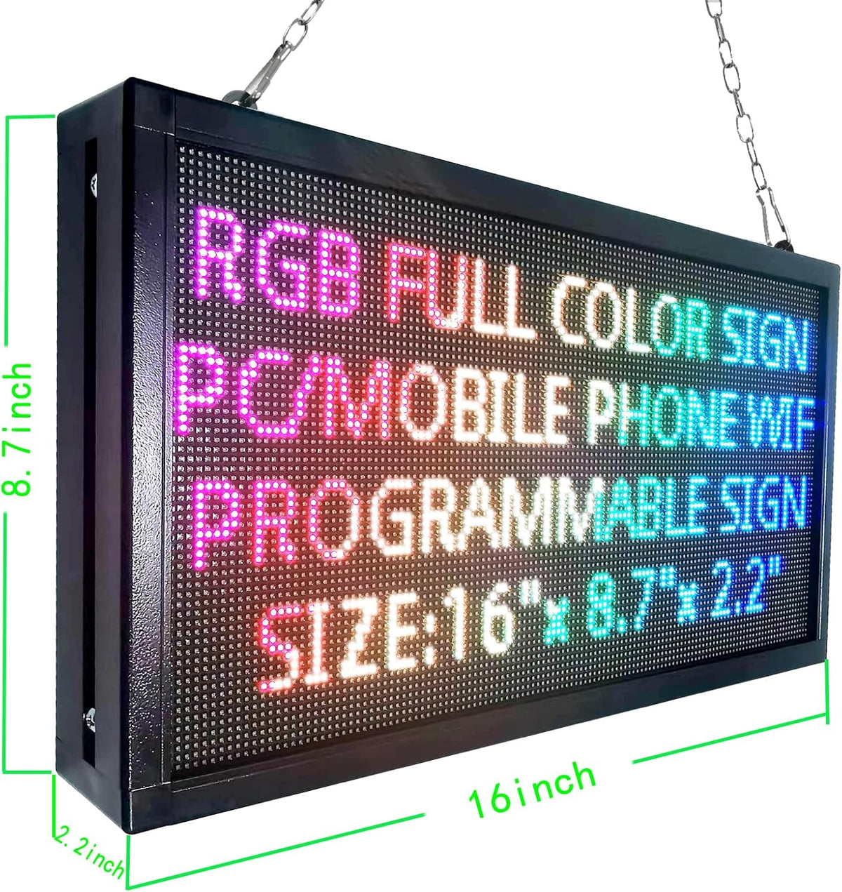 P3 Indoor Programmable LED Sign 16"x8.7", Full Color Message Display Board