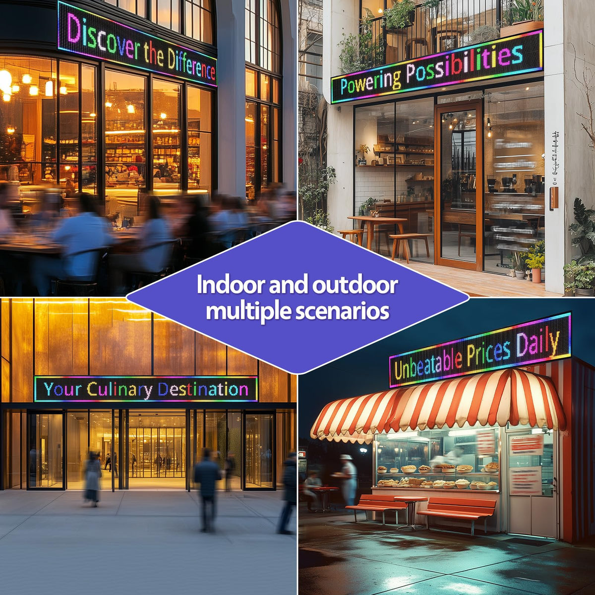 Programmable LED Sign Outdoor Full Color â 39"x8" Scrolling Message Board, Custom Digital Advertising Display, WiFi Control, High Brightness Neon Business Sign for Store, Bar, Restaurant