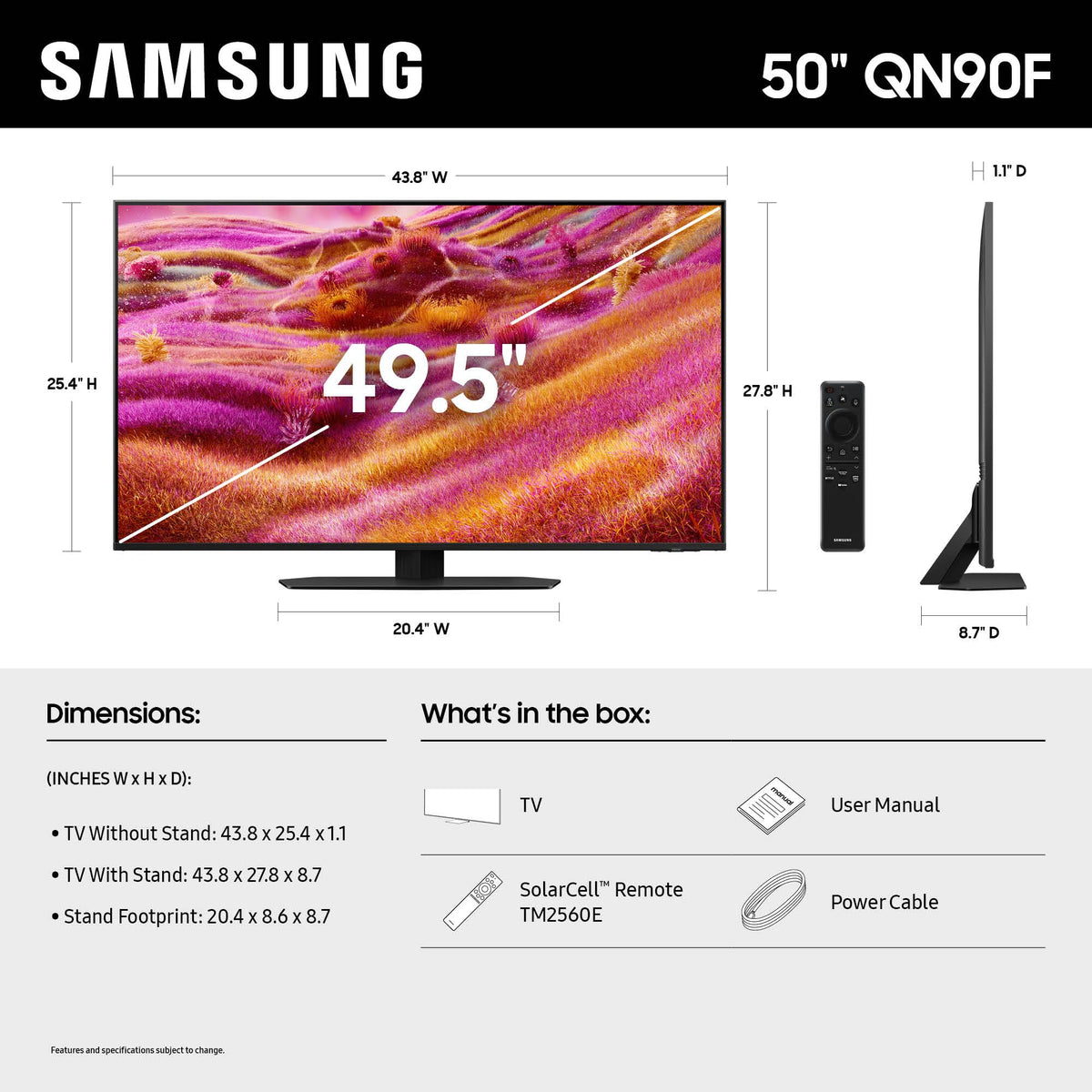 Samsung 98-Inch Class Neo QLED 4K QN90F Series, Vision AI, Mini LED Smart TV (2025 Model, 98QN90F) Neo Quantum HDR+, Object Tracking Sound+ w/Dolby Atmos, Glare Free, Gaming Hub, Alexa Built-in