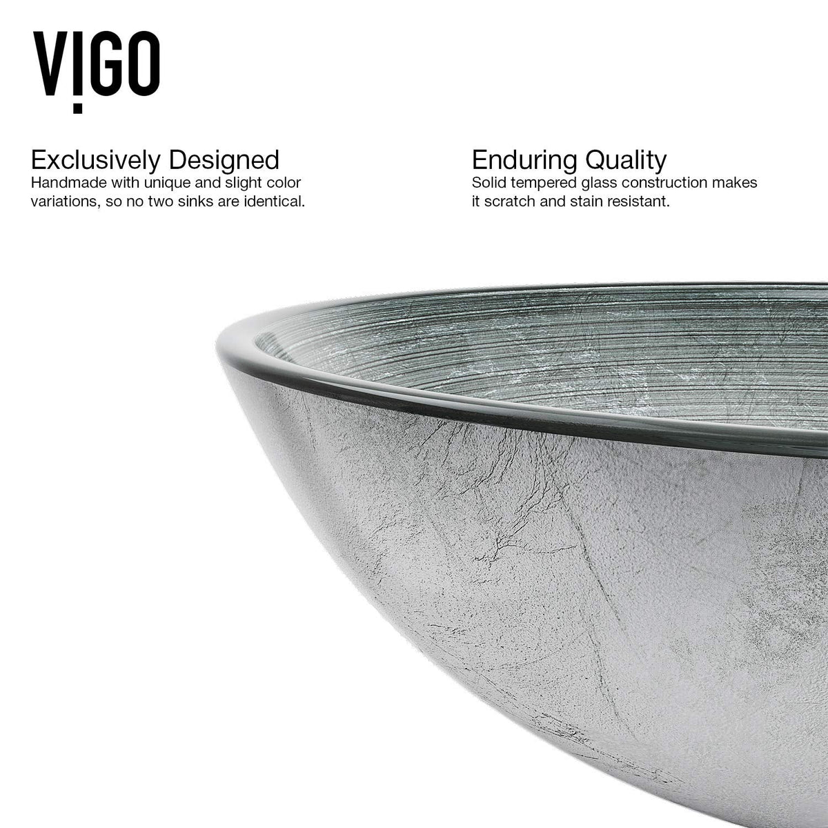 Vigo Vessel Sink Copper - 17â Artistic Round Bowl Sink for Bathrooms, Tempered Glass Above Counter Bathroom Sink with NonStickShield, QuickDrain & TempGuard, Modern Luxury Design