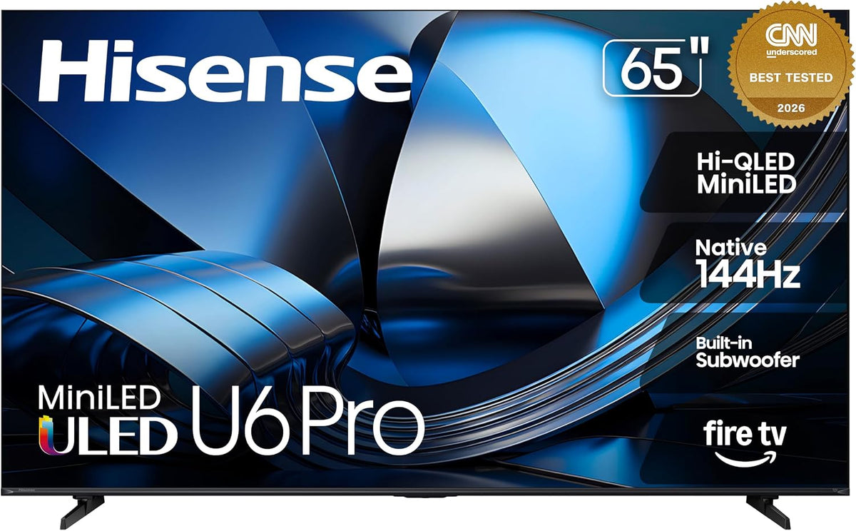 Hisense 65" U6 Pro Series MiniâLED ULED 4K UHD HDR Gaming AI Smart Fire TV (65U6SF Pro, 2026 New) â Hi-QLED, Native 144Hz, Motion Rate 480, Dolby Vision IQ Â· Atmos, HDR10+, Glare-Free, Alexa+