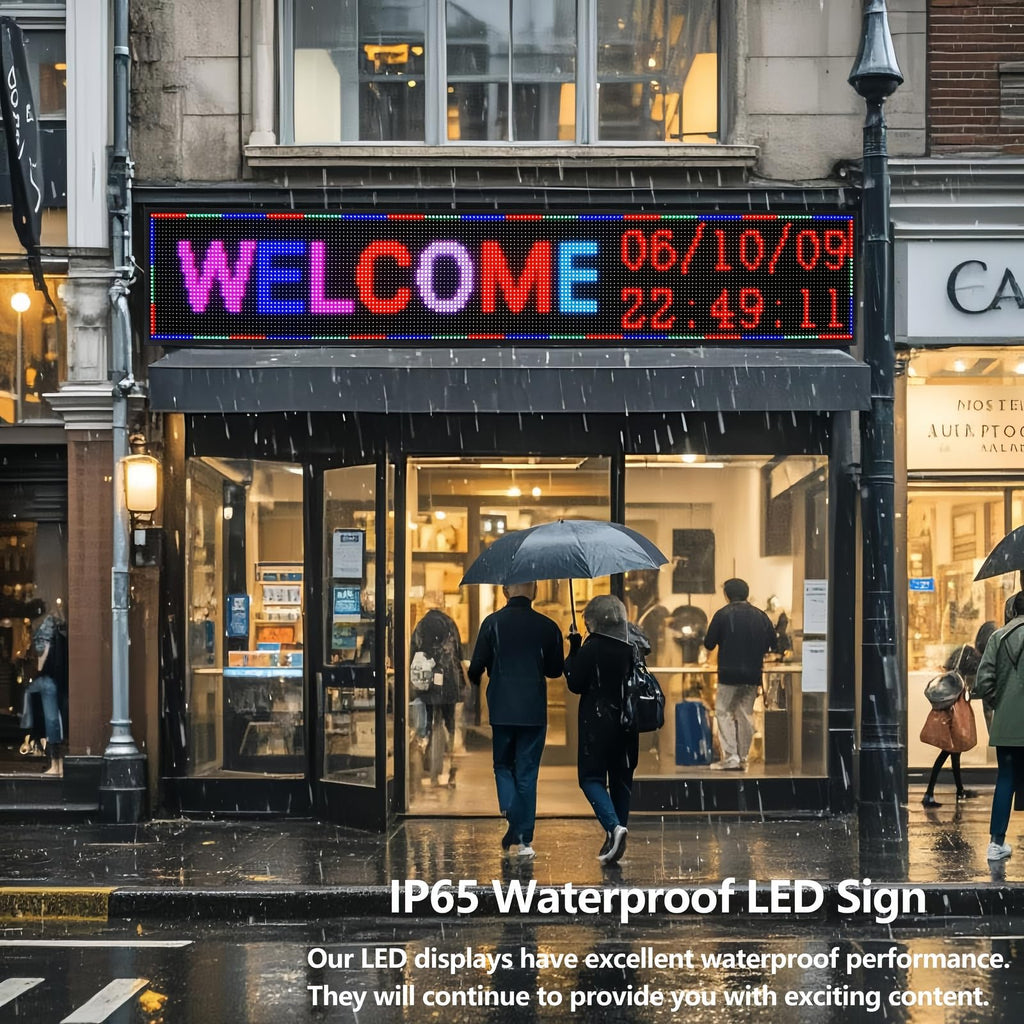 P10 Programmable LED Sign, 40"x14" Scrolling LED Sign for Business, Waterproof LED Display with WIFI & USB Control, 96x32 Pixels SMD Technology Digital Advertising Sign for Shop, Hotel, Store, Restaurant