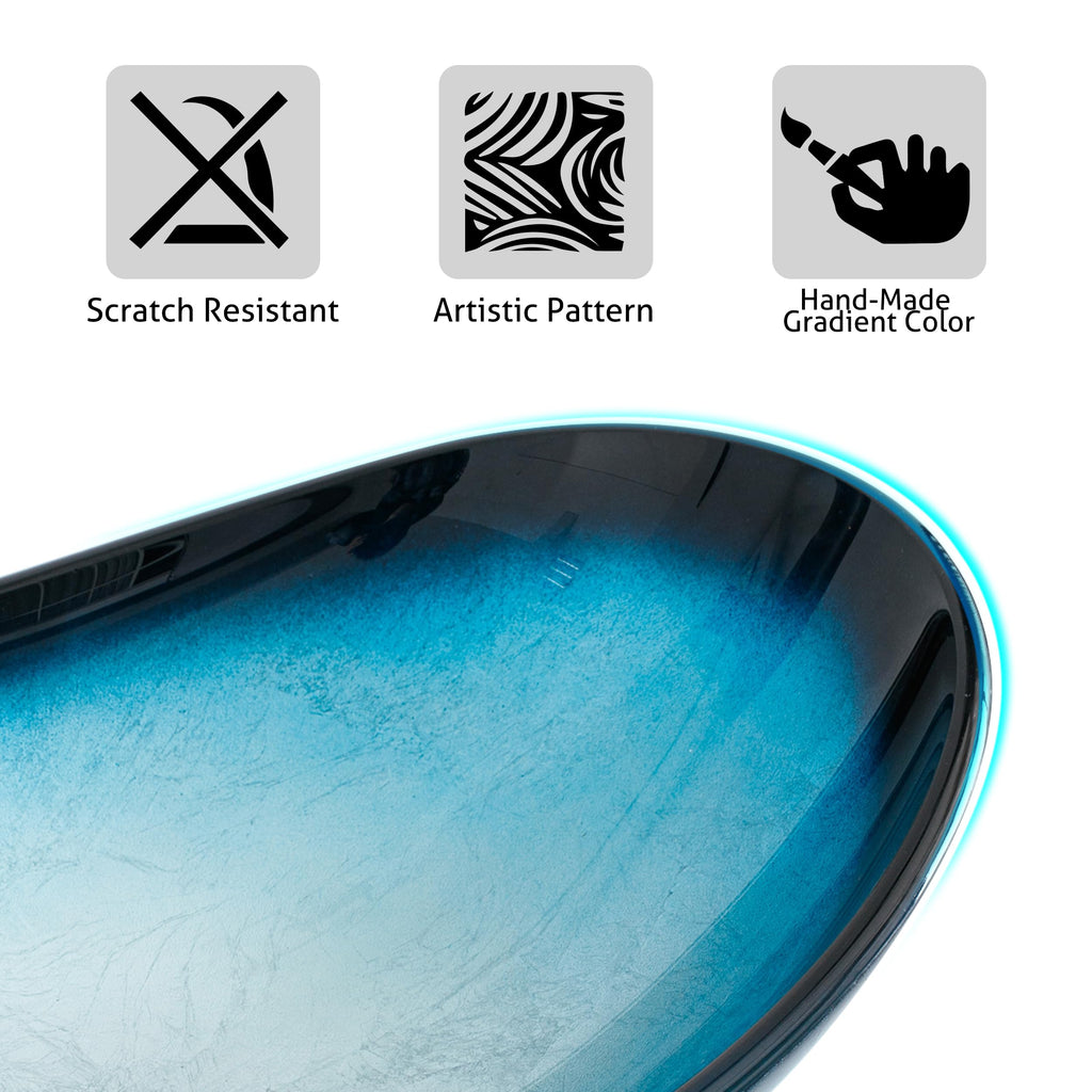 eclife 21.5" Bathroom Vessel Sink Modern Artistic Single Brown Boat Tempered Glass Basin Countertop Bowl Sink for Lavatory Vanity Cabinet, W/Water Save Faucet Pop Up Drain (A29BR)