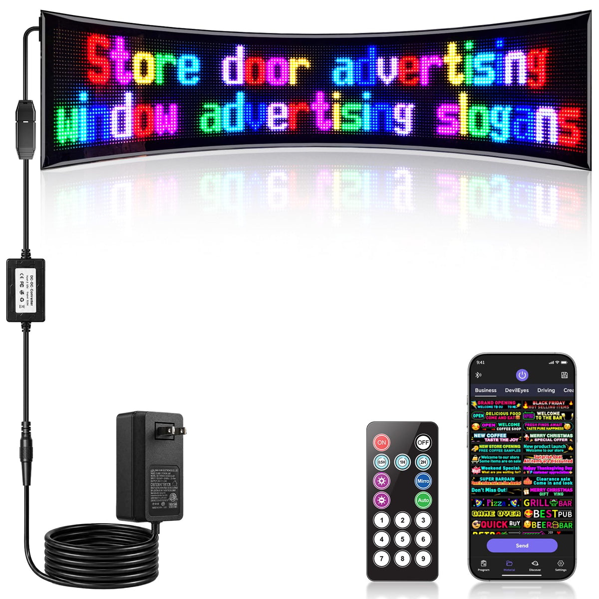 LED signs for business,APP control DIY text,LED window ads display screen