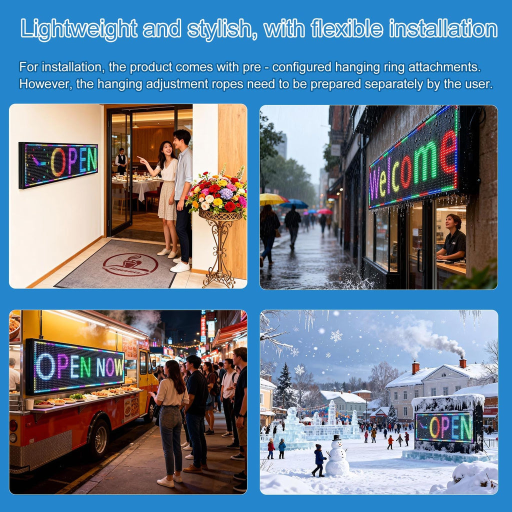 P6(40" * 17") Digital Programmable Scrolling Led Sign Scrolling Outdoor For Business message Board Display Screen Electronic Menu Board Wifi Control Word Light