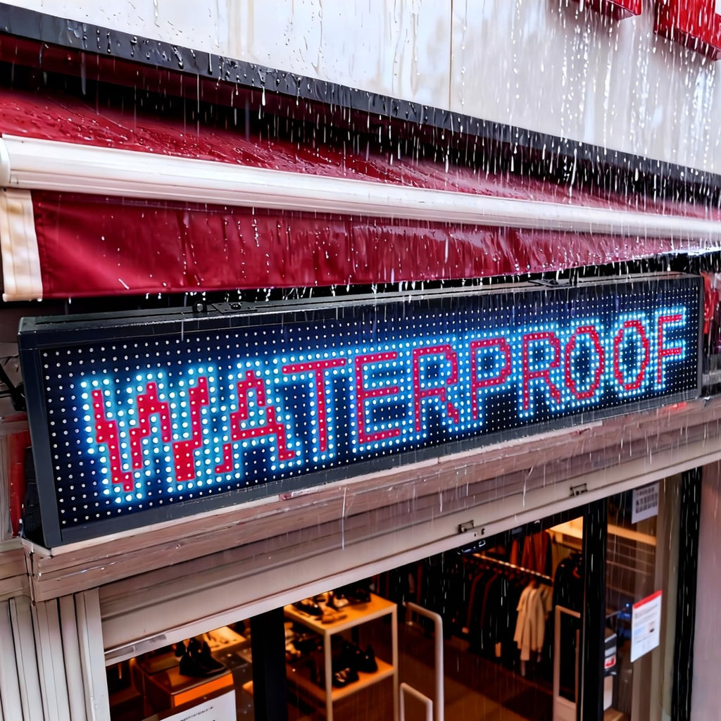P6 Programmable LED Sign Supports Text/Image/Video, 40"x17" Outdoor Scrolling LED Digital Display for Business, IP65 Waterproof Electronic Message Board with WiFi & USB Control