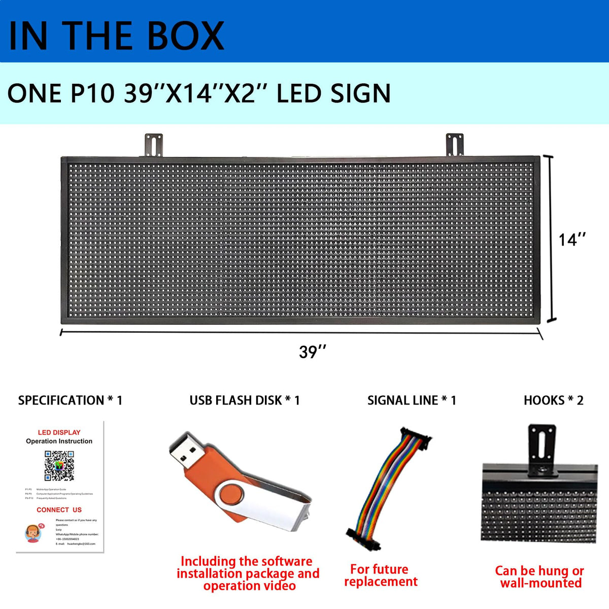 HS P10 77''x14'' Led sign Outdoor Digital Open Neon Programmable Scrolling