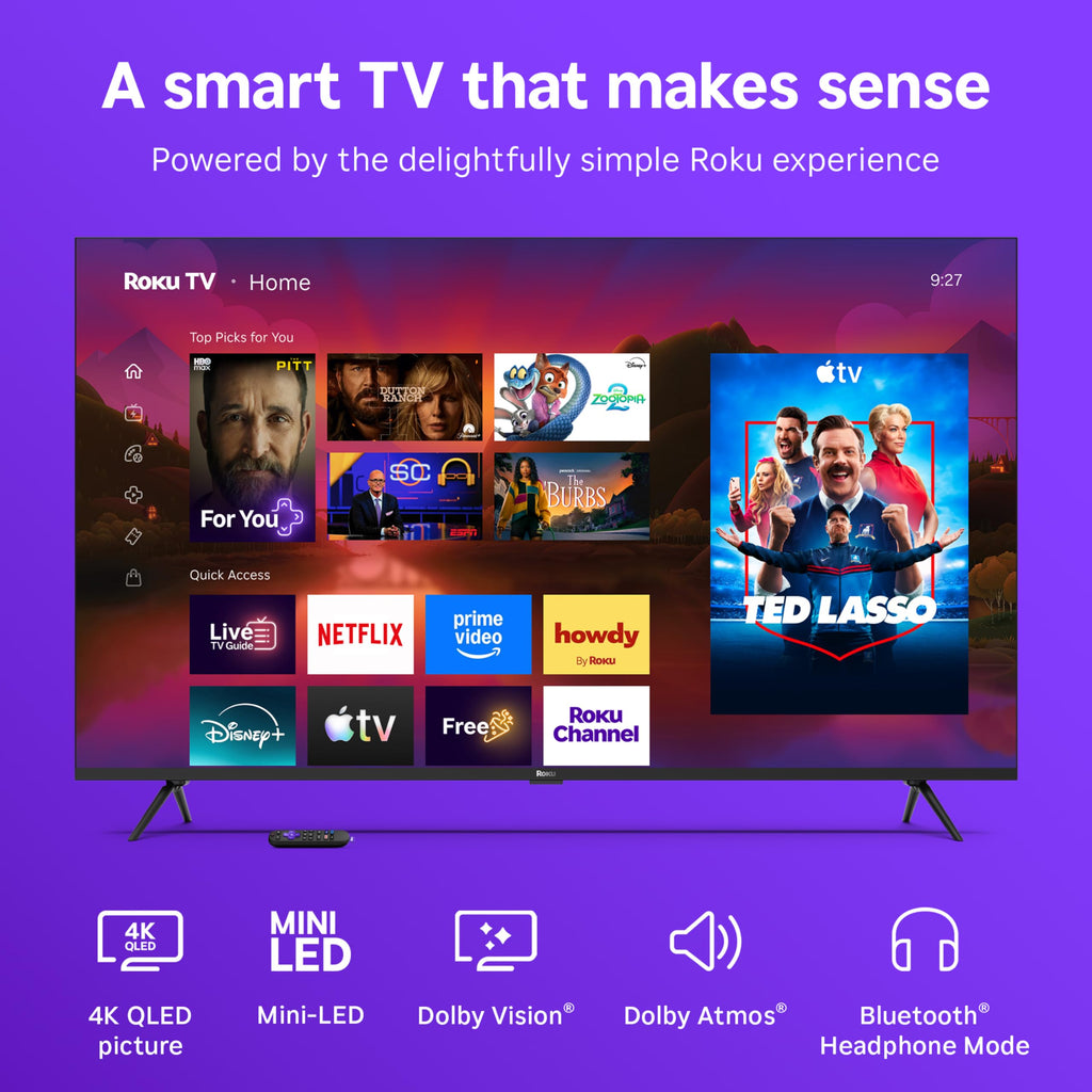 Roku 55-Inch Plus Series Smart TV - 4K QLED Mini-LED TV - RokuTV