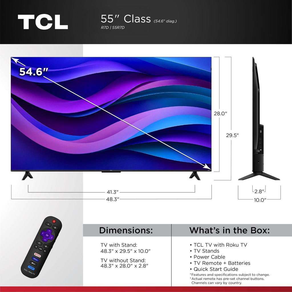 TCL 75-Inch Class R7D Series 4K UHD HDR Roku Smart TV | Game Accelerator 120, FullView Bezel-Less Design | Television for Living Room & Home Theater (75R7D, 2026) Streaming Live News, Sports & Movies